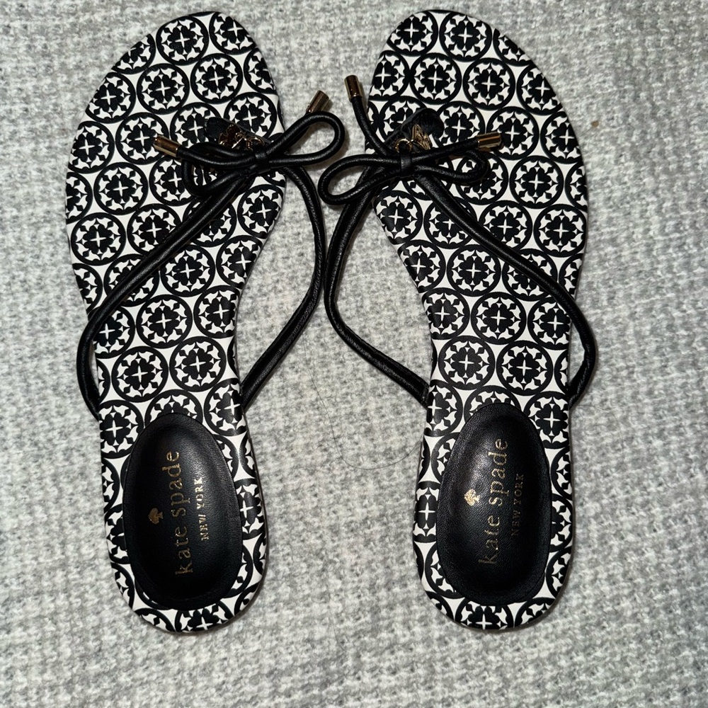 kate spade Black and White Patterned Bow Sandals